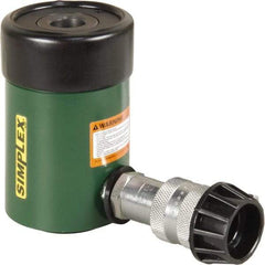 TK Simplex - 1-5/8" Stroke, 12 Ton Portable Hydraulic Hollow Hole Cylinder - 2.76 Sq In Effective Area, 4.5 Cu In Oil Capacity, 4.75 to 6.38" High, 1-3/8" Plunger Diam, 10,000 Max psi - Caliber Tooling