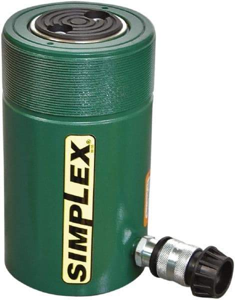 TK Simplex - 6" Stroke, 75 Ton Portable Hydraulic Single Acting Cylinder - 15.9 Sq In Effective Area, 95.4 Cu In Oil Capacity, 11.31 to 17.37" High, 3.75" Cyl Bore Diam, 4-1/2" Plunger Diam, 10,000 Max psi - Caliber Tooling