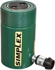 TK Simplex - 4" Stroke, 55 Ton Portable Hydraulic Single Acting Cylinder - 11.04 Sq In Effective Area, 44.16 Cu In Oil Capacity, 8.94 to 12.94" High, 3.13" Cyl Bore Diam, 3-3/4" Plunger Diam, 10,000 Max psi - Caliber Tooling