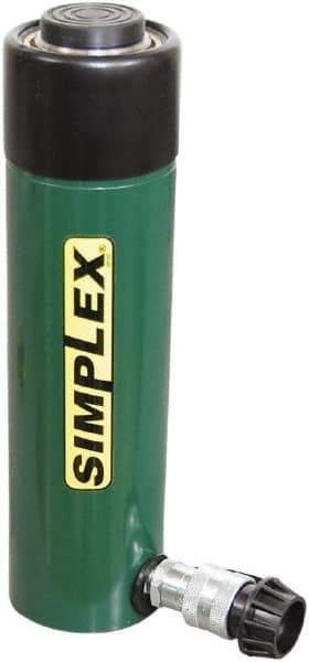 TK Simplex - 8-1/4" Stroke, 30 Ton Portable Hydraulic Single Acting Cylinder - 6.49 Sq In Effective Area, 53.6 Cu In Oil Capacity, 15.25 to 23.5" High, 2.25" Cyl Bore Diam, 2-7/8" Plunger Diam, 10,000 Max psi - Caliber Tooling