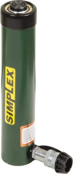 TK Simplex - 10-3/8" Stroke, 15 Ton Portable Hydraulic Single Acting Cylinder - 3.14 Sq In Effective Area, 31.4 Cu In Oil Capacity, 14.69 to 25.07" High, 1.63" Cyl Bore Diam, 2" Plunger Diam, 10,000 Max psi - Caliber Tooling