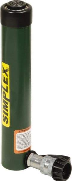 TK Simplex - 10" Stroke, 10 Ton Portable Hydraulic Single Acting Cylinder - 2.24 Sq In Effective Area, 22.65 Cu In Oil Capacity, 13.78 to 23.78" High, 1.5" Cyl Bore Diam, 1.69" Plunger Diam, 10,000 Max psi - Caliber Tooling