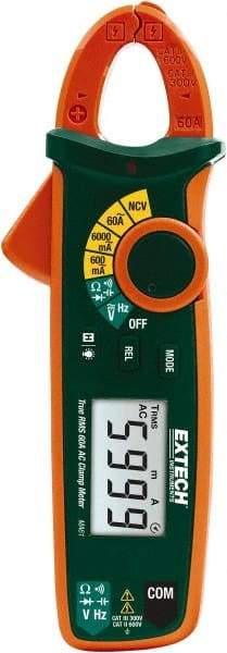 Extech - MA61, CAT III, Digital True RMS Clamp Meter with 0.7" Clamp On Jaws - 600 VAC/VDC, 60 AC Amps, Measures Voltage, Capacitance, Continuity, Current, Frequency, Resistance - Caliber Tooling