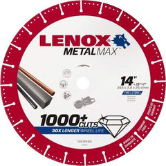 Lenox - 14" 25/30 Grit Diamond Cutoff Wheel - 0.15" Thick, 1" Arbor, 5,300 Max RPM, Use with Gas Powered Saws - Caliber Tooling