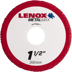 Lenox - 1-1/2" 40/50 Grit Diamond Cutoff Wheel - 0.05" Thick, 3/8" Arbor, 40,200 Max RPM, Use with Die Grinders - Caliber Tooling