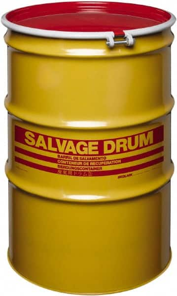 Made in USA - 85 Gallon Cylindrical Carbon Steel Open Head Drum - 37" High x 26" Diam - Caliber Tooling