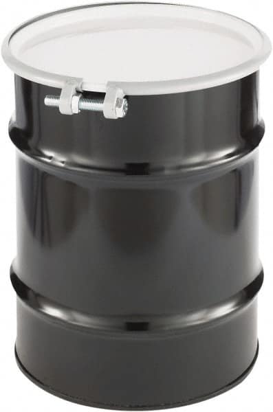 Made in USA - 10 Gallon Cylindrical Carbon Steel Open Head Drum - 17" High x 14" Diam - Caliber Tooling