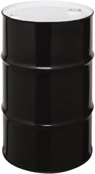 Made in USA - 55 Gallon Black Cylindrical Carbon Steel Tight Head Drum - 33" High x 22-1/2" Diam - Caliber Tooling