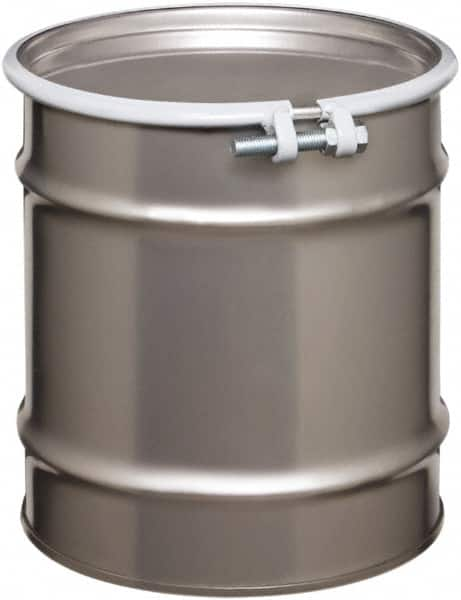 Made in USA - 10 Gallon Cylindrical Stainless Steel Open Head Drum - 17" High x 14" Diam - Caliber Tooling