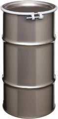 Made in USA - 16 Gallon Cylindrical Stainless Steel Open Head Drum - 27" High x 14" Diam - Caliber Tooling