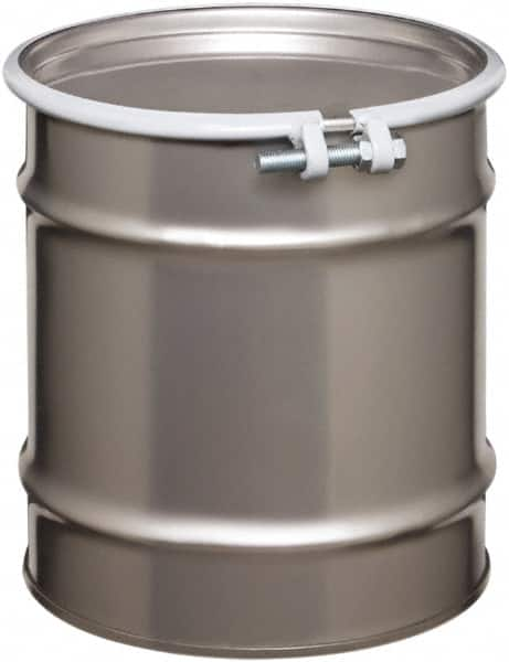 Made in USA - 20 Gallon Cylindrical Stainless Steel Open Head Drum - 19-1/4" High x 18-1/4" Diam - Caliber Tooling