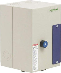 Schneider Electric - 9 Amp, 24 Coil VAC, Nonreversible Enclosed IEC Motor Starter - 1 Phase Hp: 0.3 at 120 VAC, 1 at 240 VAC, 3 Phase Hp: 2 at 208 VAC, 2 at 230 VAC, 5 at 460 VAC, 7.5 at 575 VAC - Caliber Tooling