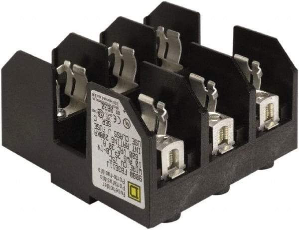 Square D - 3 Pole, 600 Volt, 30 Amp, DIN Rail Mount Fuse Holder - Compatible with J Class Fuse - Caliber Tooling