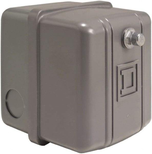 Square D - 1 NEMA Rated, DPST, 60 to 80 psi, Electromechanical, Snap Action Pressure and Level Switch - Adjustable Pressure, 460/575 VAC, 1/4 Inch Connector, Screw Terminal, For Use with Air Compressors, Power Circuits, Water Pumps - Caliber Tooling