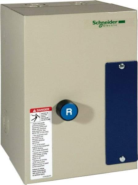 Schneider Electric - 3 Pole, 12 Amp, 24 Coil VAC, Nonreversible Enclosed IEC Motor Starter - 1 Phase Hp: 0.5 at 120 VAC, 2 at 240 VAC, 3 Phase Hp: 10 at 575 VAC, 3 at 208 VAC, 3 at 230 VAC, 7.5 at 460 VAC - Caliber Tooling