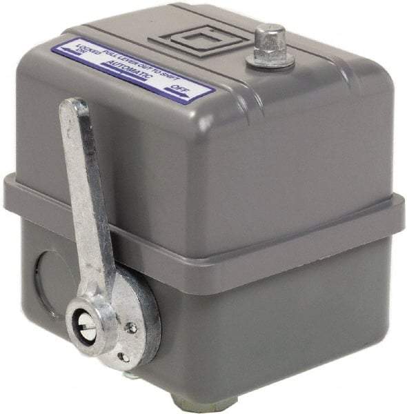 Square D - 1, 7, 9 and 3R NEMA Rated, 80 to 100 psi, Electromechanical Pressure and Level Switch - Adjustable Pressure, 575 VAC, L1-T1, L2-T2 Terminal, For Use with Square D Pumptrol - Caliber Tooling