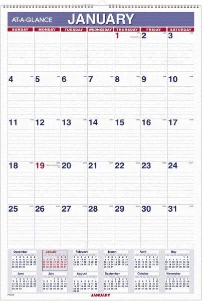 AT-A-GLANCE - 12 Sheet, 5-1/2 x 8-1/2", Wall Calendar - White - Caliber Tooling