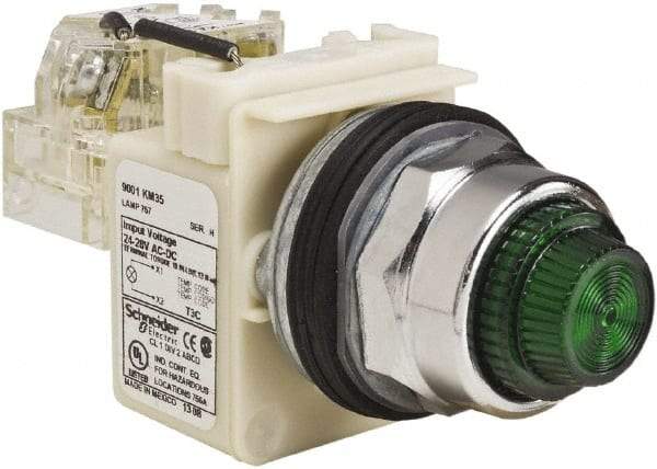 Schneider Electric - 120 VAC Green Lens Indicating Light - Screw Clamp Connector - Caliber Tooling