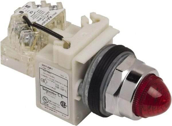 Schneider Electric - 120 VAC Red Lens Indicating Light - Screw Clamp Connector - Caliber Tooling