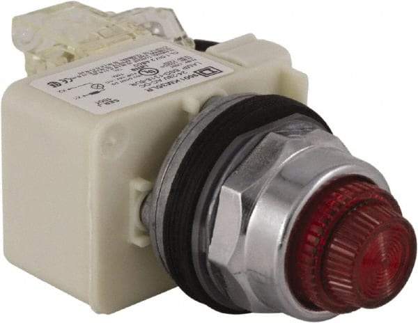 Schneider Electric - 24 V Red Lens LED Press-to-Test Indicating Light - Octagonal Lens, Screw Clamp Connector - Caliber Tooling