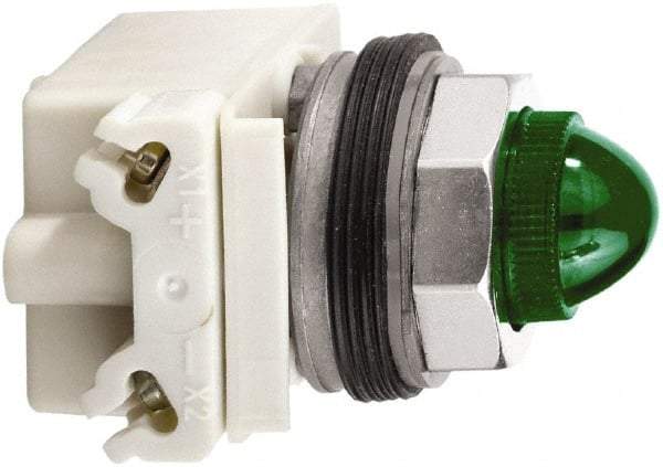 Schneider Electric - 120 V Green Lens Incandescent Pilot Light - Round Lens, Screw Clamp Connector - Caliber Tooling