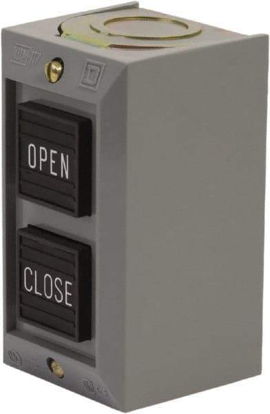 Schneider Electric - 2 Operator, Projecting Pushbutton Control Station - Close, Open (Legend), Momentary Switch, 2NO Contact, NEMA 1 - Caliber Tooling