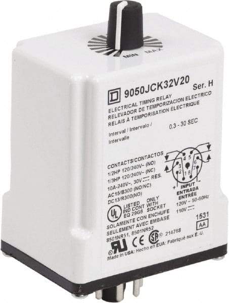 Square D - DPDT Time Delay Relay - 10 Contact Amp, 110 VDC & 120 VAC - Caliber Tooling