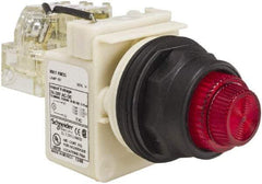 Schneider Electric - 24 V, 28 V Red Lens Press-to-Test Indicating Light - Round Lens, Screw Clamp Connector, Corrosion Resistant, Dust Resistant, Oil Resistant - Caliber Tooling