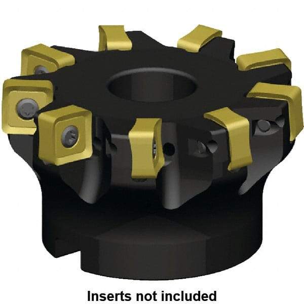 Kennametal - 11 Inserts, 4" Cut Diam, 1-1/2" Arbor Diam, 6mm Max Depth of Cut, Indexable Square-Shoulder Face Mill - 3° Lead Angle, 2" High, SN_J444EN__ Insert Compatibility, Series KSSM - Caliber Tooling