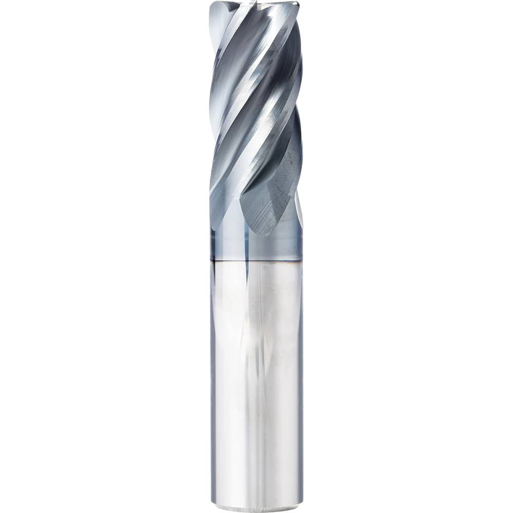 Corner Radius End Mill: 1/4″ Dia, 3/4″ LOC, 0.015″ Radius, 5 Flutes, Solid Carbide 2-1/2″ OAL, 1/4″ Shank Dia, 37 ° Helix, AlCrN Coated, Corner Radius End, Series TC5F