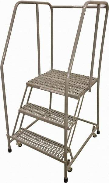 Cotterman - 60" 3 Step Rolling Warehouse Ladder - Rolling Safety Ladder, 450 Lb Capacity, 30" Platform Height, 20" Base Width x 26" Base Depth, Serrated Steel - Caliber Tooling