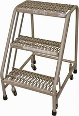 Cotterman - 30" 3 Step Rolling Warehouse Ladder - Rolling Safety Ladder, 450 Lb Capacity, 30" Platform Height, 21" Base Width x 27" Base Depth, Serrated Steel - Caliber Tooling