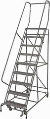 Cotterman - 120" 9 Step Rolling Warehouse Ladder - Rolling Safety Ladder, 450 Lb Capacity, 90" Platform Height, 32" Base Width x 67" Base Depth, Serrated Steel - Caliber Tooling