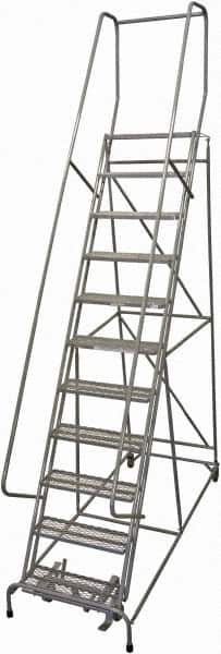 Cotterman - 140" 11 Step Rolling Warehouse Ladder - Rolling Safety Ladder, 450 Lb Capacity, 110" Platform Height, 32" Base Width x 81" Base Depth, Expanded Metal Tread - Caliber Tooling