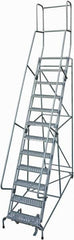 Cotterman - 162" 12 Step Rolling Warehouse Ladder - Rolling Safety Ladder, 450 Lb Capacity, 120" Platform Height, 32" Base Width x 88" Base Depth, Expanded Metal Tread - Caliber Tooling