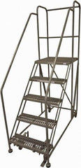 Cotterman - 86" 5 Step Rolling Work Platform - Rolling Work Platform, 800 Lb Capacity, 50" Platform Height, 28" Base Width x 70" Base Depth, Serrated Steel - Caliber Tooling