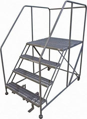 Cotterman - 70" 4 Step Rolling Work Platform - Rolling Work Platform, 800 Lb Capacity, 40" Platform Height, 40" Base Width x 74" Base Depth, Serrated Steel - Caliber Tooling