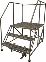 Cotterman - 60" 3 Step Rolling Work Platform - Rolling Work Platform, 800 Lb Capacity, 30" Platform Height, 40" Base Width x 65" Base Depth, Serrated Steel - Caliber Tooling