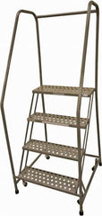 Cotterman - 70" 4 Step Rolling Warehouse Ladder - Rolling Safety Ladder, 450 Lb Capacity, 40" Platform Height, 30" Base Width x 33" Base Depth, Perforated Tread - Caliber Tooling