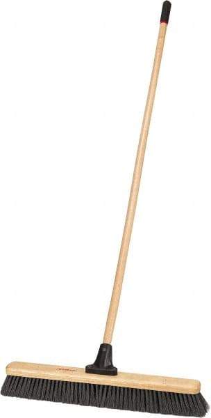 Harper Brush - 24" Medium Duty Polypropylene Push Broom - 2-7/8" Bristle Length, Wood Block, Bolt-On Handle Connection, Handle Included - Caliber Tooling