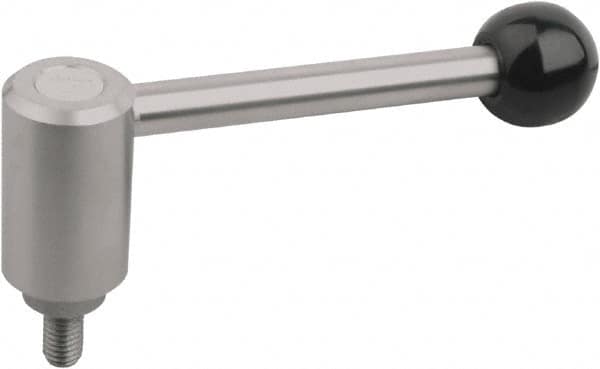 KIPP - M12, Stainless Steel Threaded Stud Adjustable Clamping Handle - 125mm OAL, 57.5mm High - Caliber Tooling