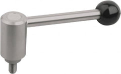 KIPP - M12, Stainless Steel Threaded Stud Adjustable Clamping Handle - 125mm OAL, 57.5mm High - Caliber Tooling