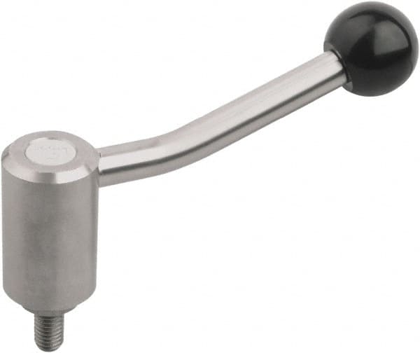 KIPP - M12, Stainless Steel Threaded Stud Adjustable Clamping Handle - 100mm OAL, 58.5mm High - Caliber Tooling