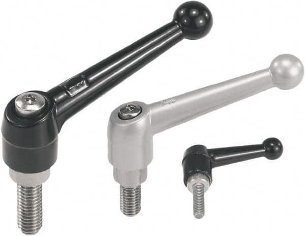 KIPP - #10-32, Zinc Threaded Stud Adjustable Clamping Handle - 46mm OAL, 35.5mm High - Caliber Tooling