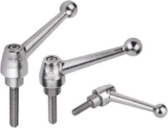 KIPP - 1/2-13, Steel Threaded Stud Adjustable Clamping Handle - 1.5748" Thread Length, Silver Handle with Threaded Stud - Caliber Tooling