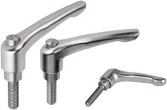 KIPP - 1/4-20, Stainless Steel Threaded Stud Adjustable Clamping Handle - 74.5mm OAL, 45.5mm High - Caliber Tooling