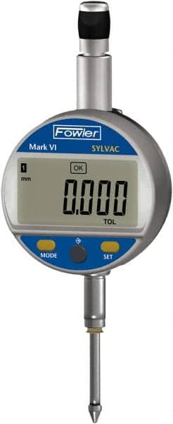 Fowler - 0 to 25mm Range, 0.0005" Graduation, Electronic Drop Indicator - Center Lug Back, Accurate to 0.0004", Inch & Metric System, LCD Display - Caliber Tooling