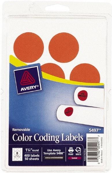 AVERY - 1-1/4" Wide x 1-1/4" Long, Neon Red Paper Color Coding Labels - For Laser Printers - Caliber Tooling