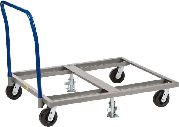 Little Giant - 3,600 Lb Capacity Steel Pallet Dolly With Handle - 48" Long x 42" Wide x 9" High, 6" Phenolic Wheels - Caliber Tooling