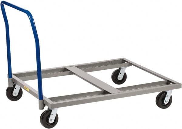 Little Giant - 3,600 Lb Capacity Steel Pallet Dolly With Handle - 48" Long x 40" Wide x 9" High, 6" Phenolic Wheels - Caliber Tooling